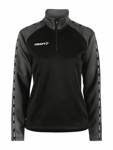 Craft Sport-Langarmshirt Squad 2.0 Halfzip (ergonomisches Design, hohe Elastizität) schwarz/grau Damen