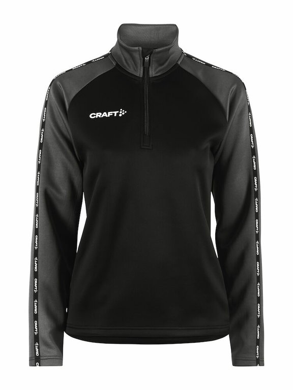 Craft Sport-Langarmshirt Squad 2.0 Halfzip (ergonomisches Design, hohe Elastizität) schwarz/grau Damen