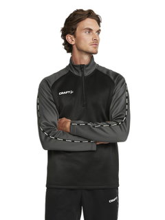 Craft Sport-Langarmshirt Squad 2.0 Halfzip (ergonomisches Design, hohe Elastizität) schwarz/grau Herren