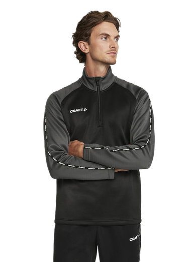 Craft Sport-Langarmshirt Squad 2.0 Halfzip (ergonomisches Design, hohe Elastizität) schwarz/grau Herren