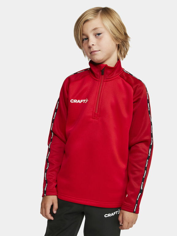 Craft Sport-Langarmshirt Squad 2.0 Halfzip (ergonomisches Design, hohe Elastizität) rot Kinder