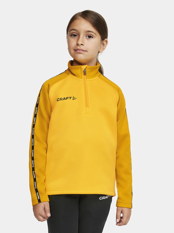 Craft Sport-Langarmshirt Squad 2.0 Halfzip (ergonomisches Design, hohe Elastizität) gelb/gold Kinder