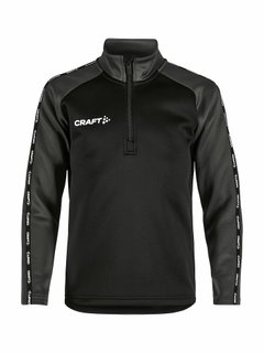 Craft Sport-Langarmshirt Squad 2.0 Halfzip (ergonomisches Design, hohe Elastizität) schwarz/grau Kinder