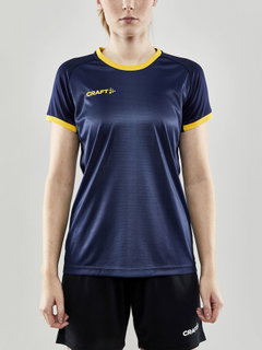 Craft Sport-Shirt (Trikot) Progress 2.0 Graphic Jersey - leicht, funktionell und Stretchmaterial - navyblau/gelb Damen