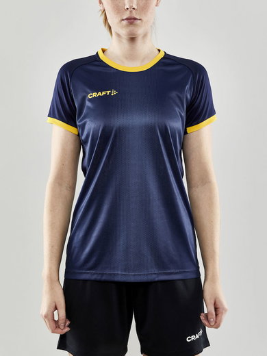 Craft Sport-Shirt (Trikot) Progress 2.0 Graphic Jersey - leicht, funktionell und Stretchmaterial - navyblau/gelb Damen