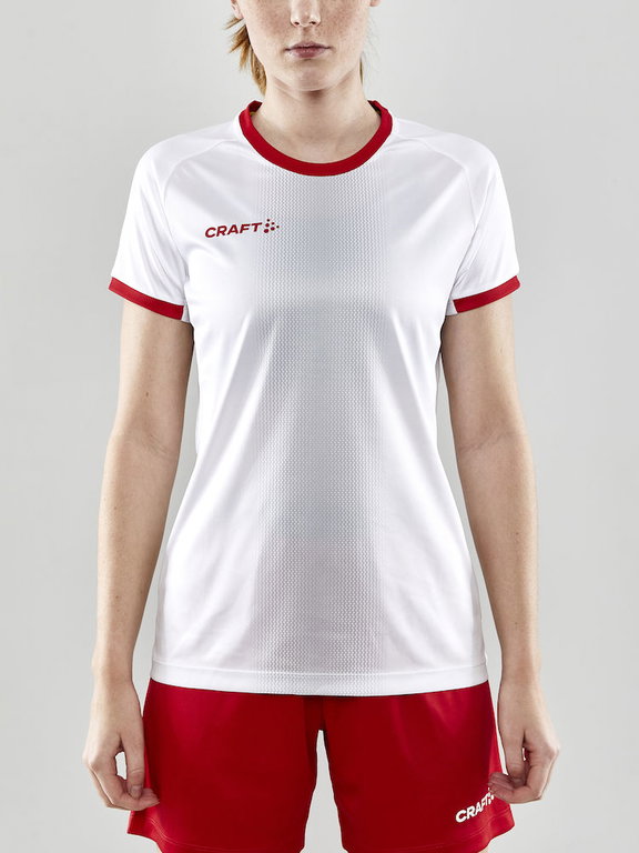 Craft Sport-Shirt (Trikot) Progress 2.0 Graphic Jersey - leicht, funktionell und Stretchmaterial - weiss/rot Damen