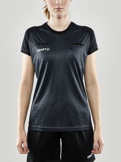 Craft Sport-Shirt Evolve Referee (rec. Polyester, Mesh-Einsätze) schwarz Damen