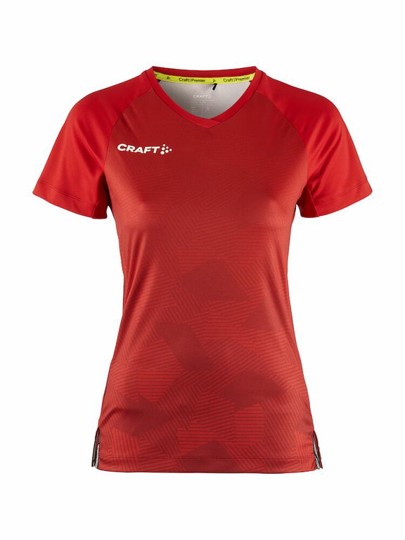Craft Sport-Shirt (Trikot) Premier Fade Jersey (rec. Polyester, V-Ausschnitt) rot Damen