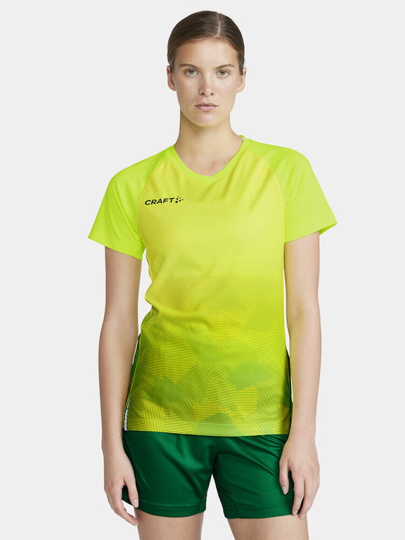 Craft Sport-Shirt (Trikot) Premier Fade Jersey (rec. Polyester, V-Ausschnitt) limegrün Damen