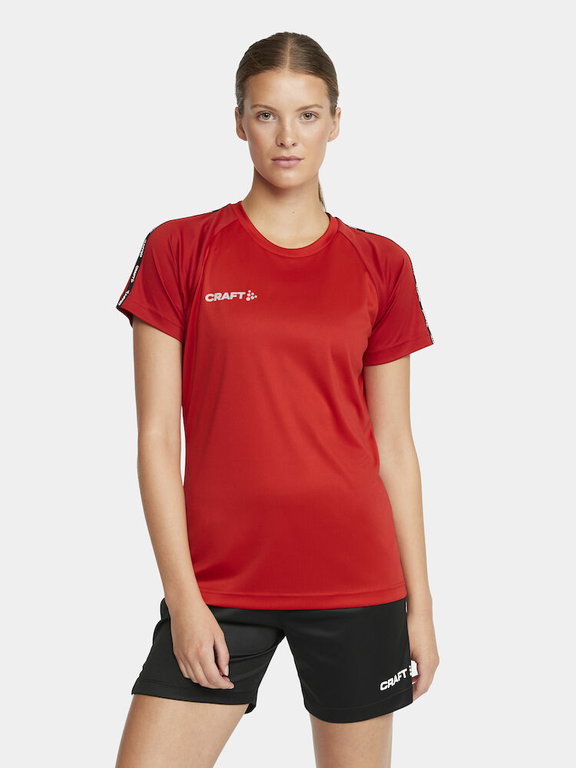 Craft Sport-Shirt Squad 2.0 Contrast Jersey (hohe Elastizität, bequeme Passform) rot Damen