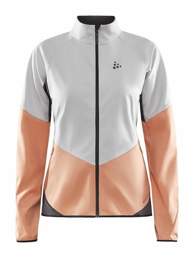 Craft Softshell Jacket Glide (windproof, water-repellent) grey/peach Women