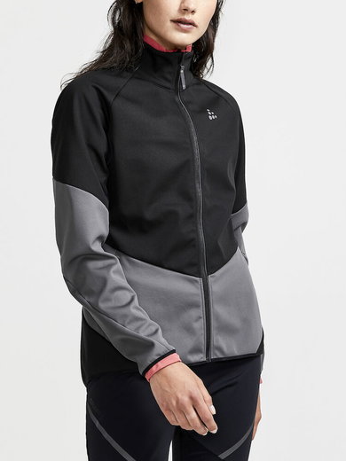 Craft Softshelljacke Glide (winddicht, wasserabweisend) schwarz/granitegrau Damen