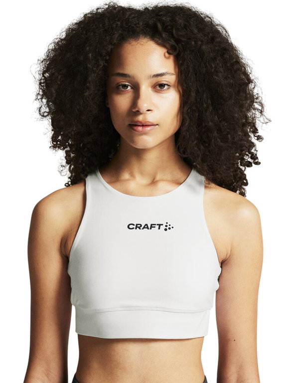 Craft Sport-BH Rush 2.0 Crop Top (rec. Polyester, elastisches Material) weiss Damen