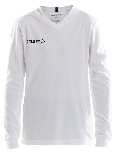 Craft Sport-Langarmshirt (Trikot) Squad Solid - hohe Elastizität, ergonomisches Design - weiss Kinder