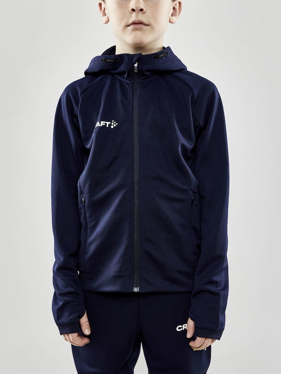 Craft Trainingsjacke Evolve Hood - strapazierfähige Mid-Layer-Kapuzenjacke aus Stretchmaterial - navyblau Kinder