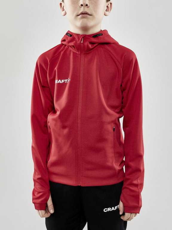 Craft Trainingsjacke Evolve Hood - strapazierfähige Mid-Layer-Kapuzenjacke aus Stretchmaterial - rot Kinder