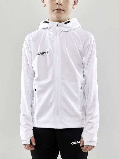 Craft Trainingsjacke Evolve Hood - strapazierfähige Mid-Layer-Kapuzenjacke aus Stretchmaterial - weiss Kinder