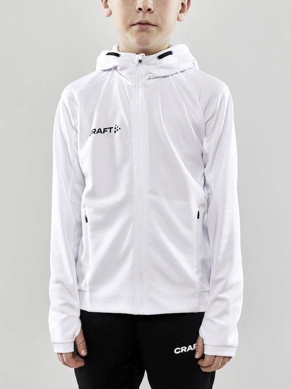 Craft Trainingsjacke Evolve Hood - strapazierfähige Mid-Layer-Kapuzenjacke aus Stretchmaterial - weiss Kinder