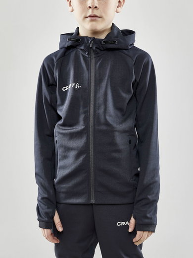 Craft Trainingsjacke Evolve Hood - strapazierfähige Mid-Layer-Kapuzenjacke aus Stretchmaterial - asphaltgrau Kinder