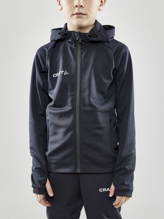 Craft Trainingsjacke Evolve Hood - strapazierfähige Mid-Layer-Kapuzenjacke aus Stretchmaterial - asphaltgrau Kinder