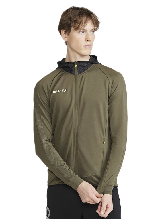 Craft Trainingsjacke Extend Full Zip (mit Reißverschlusstaschen, elastisches Material) khakigrün Herren