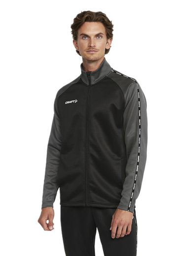 Craft Sport-Trainingsjacke Squad 2.0 Full Zip (mit Seitentaschen, elastisch Funktionsmaterial) schwarz/grau Herren