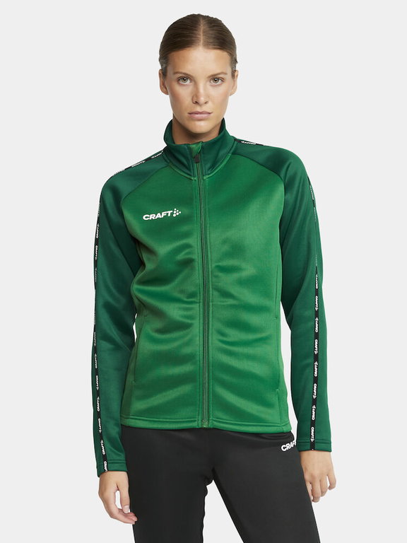 Craft Sport-Trainingsjacke Squad 2.0 Full Zip (mit Seitentaschen, elastisch Funktionsmaterial) grün Damen