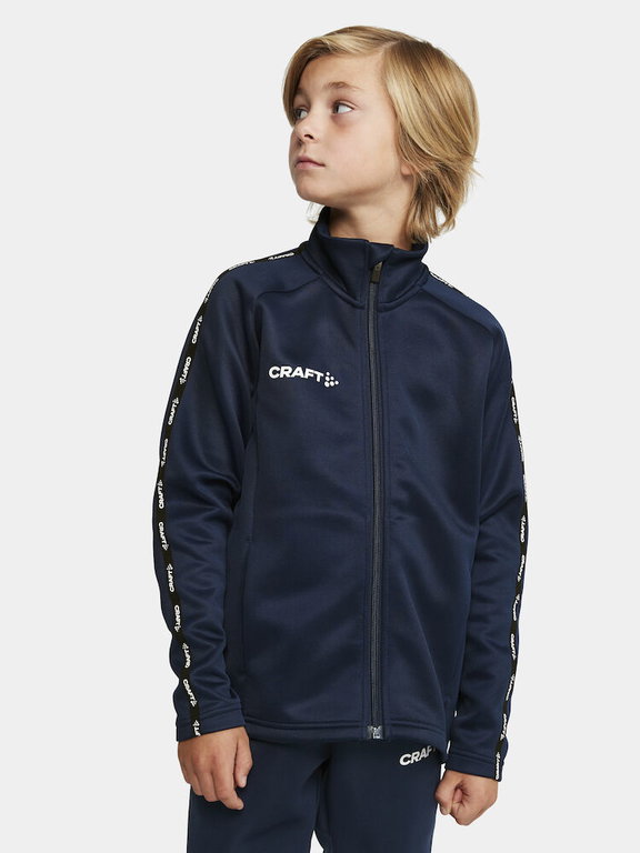 Craft Sport-Trainingsjacke Squad 2.0 Full Zip (mit Seitentaschen, elastisch Funktionsmaterial) navyblau Kinder