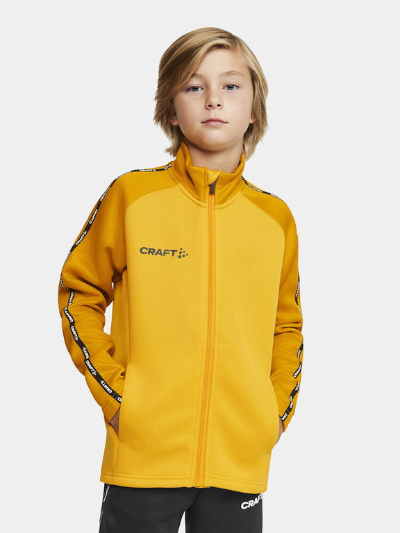Craft Sport-Trainingsjacke Squad 2.0 Full Zip (mit Seitentaschen, elastisch Funktionsmaterial) gelb Kinder