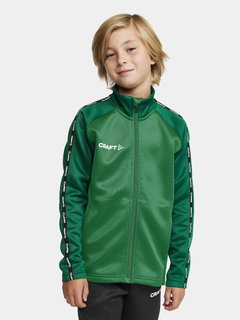 Craft Sport-Trainingsjacke Squad 2.0 Full Zip (mit Seitentaschen, elastisch Funktionsmaterial) grün Kinder