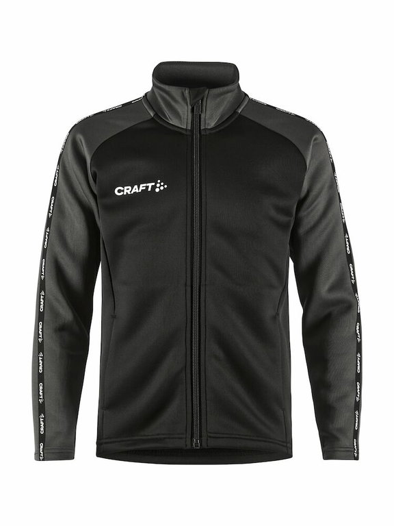 Craft Sport-Trainingsjacke Squad 2.0 Full Zip (mit Seitentaschen, elastisch Funktionsmaterial) schwarz/grau Kinder