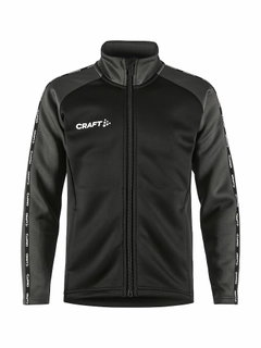 Craft Sport-Trainingsjacke Squad 2.0 Full Zip (mit Seitentaschen, elastisch Funktionsmaterial) schwarz/grau Kinder