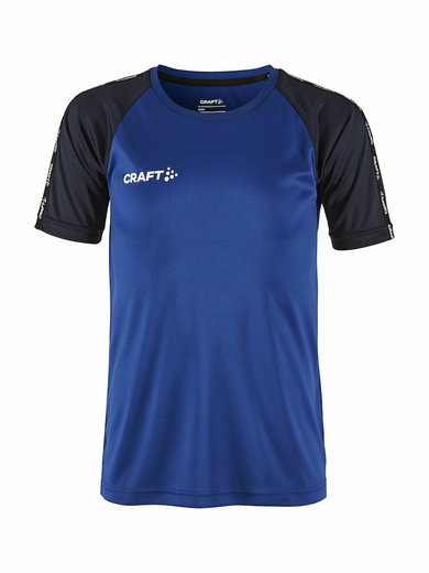 Craft Sport-Tshirt Squad 2.0 Contrast Jersey (hohe Elastizität, bequeme Passform) kobaltblau Kinder