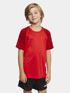 Craft Sport-Tshirt Squad 2.0 Contrast Jersey (hohe Elastizität, bequeme Passform) rot Kinder