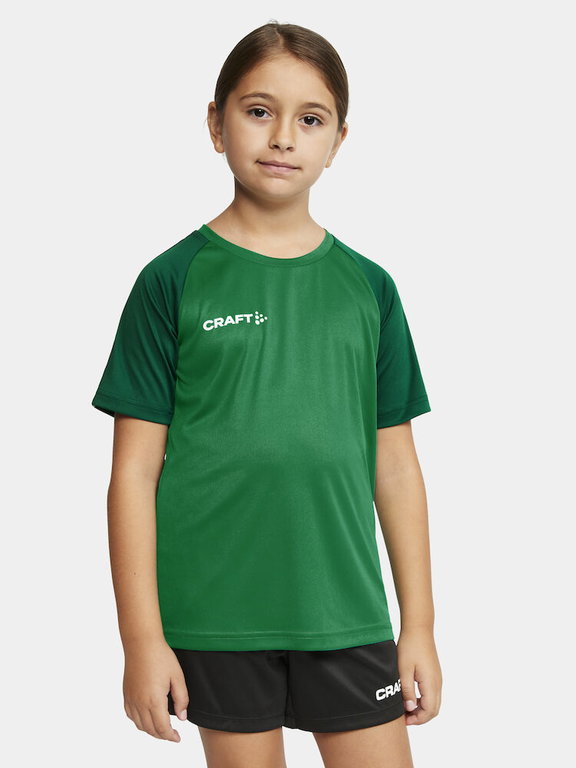 Craft Sport-Tshirt Squad 2.0 Contrast Jersey (hohe Elastizität, bequeme Passform) grün Kinder