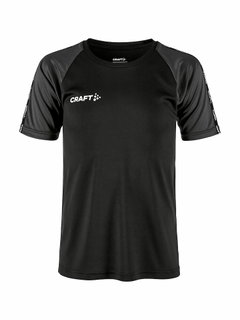 Craft Sport-Tshirt Squad 2.0 Contrast Jersey (hohe Elastizität, bequeme Passform) schwarz/grau Kinder