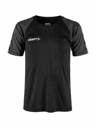 Craft Sport-Tshirt Squad 2.0 Contrast Jersey (hohe Elastizität, bequeme Passform) schwarz/grau Kinder