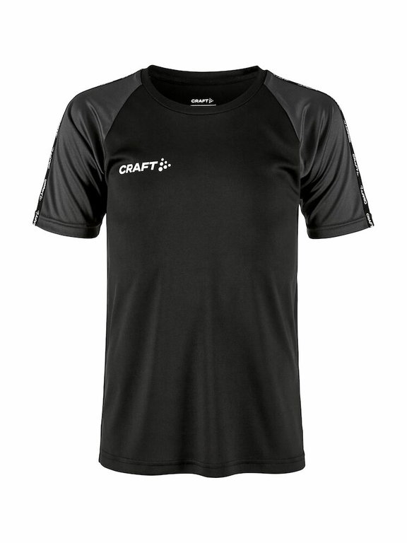 Craft Sport-Tshirt Squad 2.0 Contrast Jersey (hohe Elastizität, bequeme Passform) schwarz/grau Kinder