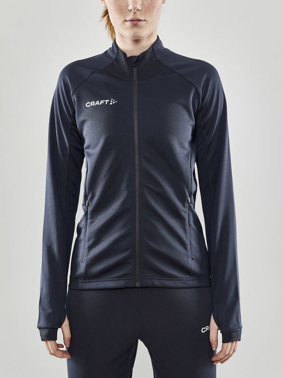 Craft Trainingsjacke Evolve Full Zip - strapazierfähige Mid-Layer-Jacke aus Stretchmaterial - dunkelgrau Damen