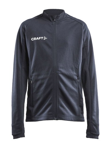 Craft Trainingsjacke Evolve Full Zip - strapazierfähige Mid-Layer-Jacke aus Stretchmaterial - dunkelgrau Kinder