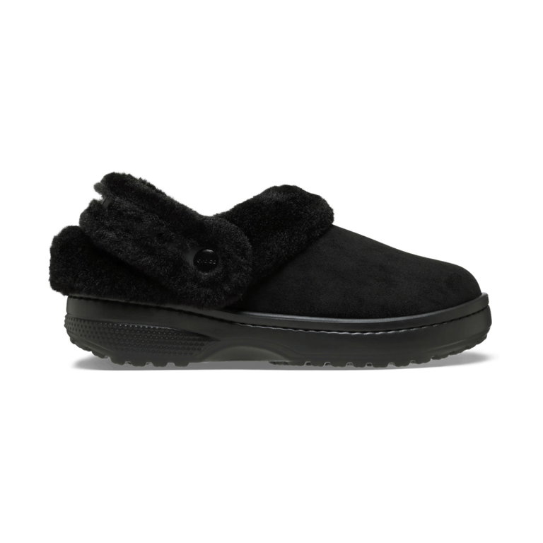 Crocs Hausschuhe Unfurgtble Vegan Suede Clog (Sandale, Kunstwildleder, mit Innenfutter) schwarz