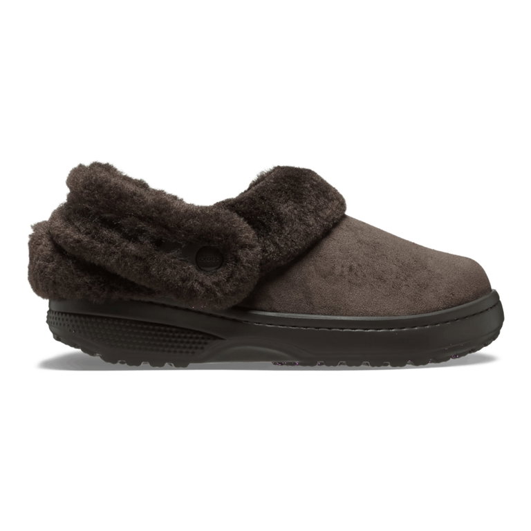 Crocs Hausschuhe Unfurgtble Vegan Suede Clog (Sandale, Kunstwildleder, mit Innenfutter) dunkelbraun