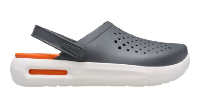 Crocs Sandale InMotion Clog (superweich, leicht, hoher Tragekomfort) grau/rot - 1 Paar