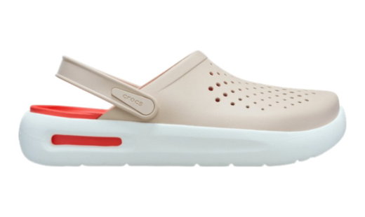 Crocs Sandale InMotion Clog (superweich, leicht, hoher Tragekomfort) beige/rot - 1 Paar