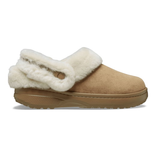 Crocs Hausschuhe Unfurgtble Vegan Suede Clog (Sandale, Kunstwildleder, mit Innenfutter) hellbraun