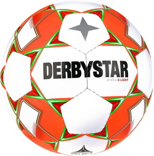 Derbystar Football Atmos S-Light AG (ideal for F and E youth, artificial grass ball, 290g) white/orange - 1 ball