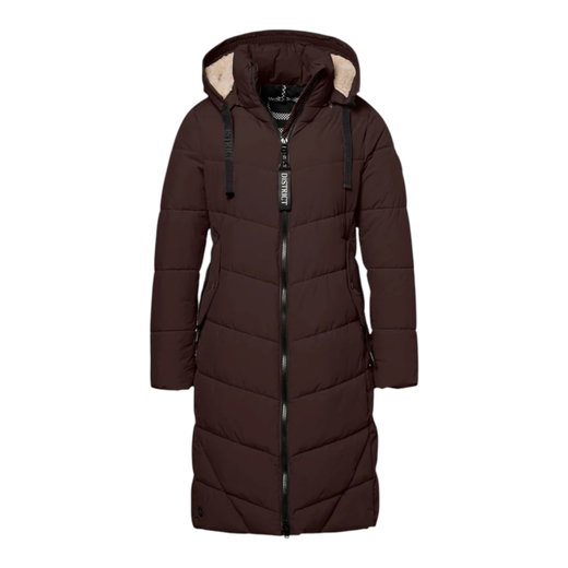 District Winter-Steppmantel Latte (mit Kapuze, warm) chocolatebraun Damen