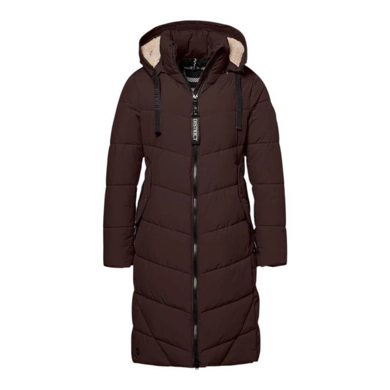 District Winter-Steppmantel Latte (mit Kapuze, warm) chocolatebraun Damen