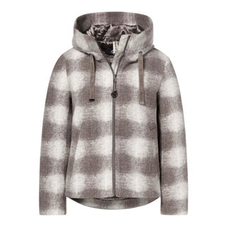 District Winter Wool Jacket Coffee (with hood, warm) taupe/off white ladies