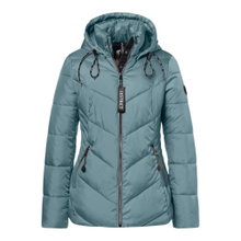 District Winterjacke Flat White (mit Kapuze, warm) mineralblau Damen